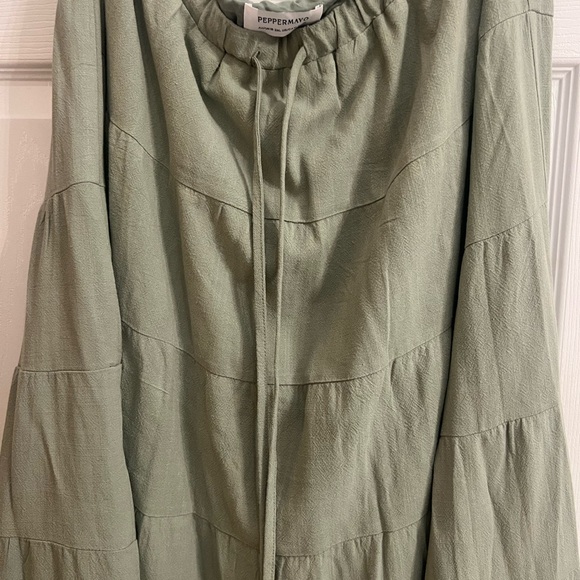 Peppermayo Sage Green Tiered A-Line Skirt - Picture 3 of 6
